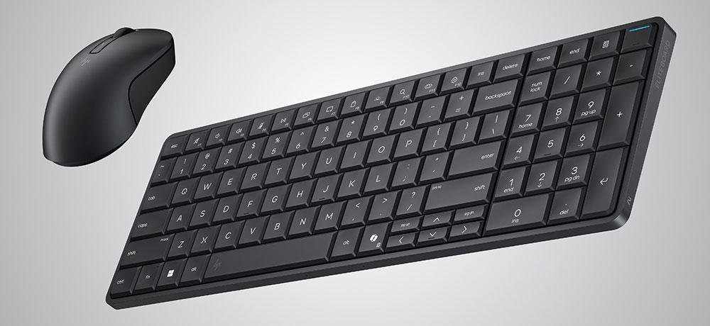 Vue d'angle de l'ordinateur avec clavier HP EliteBoard G1a