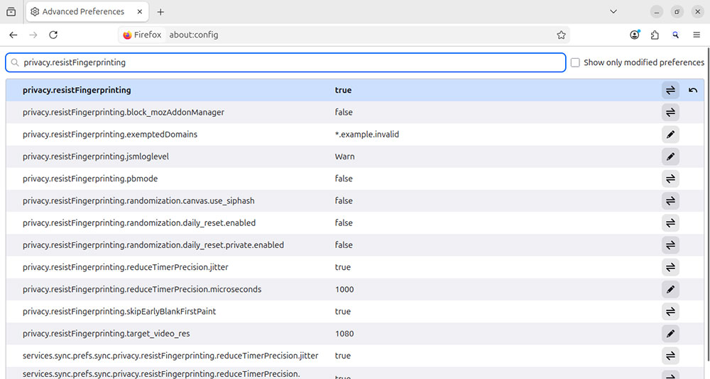 Protection des empreintes digitales Firefox