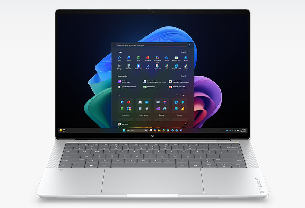 PC HP EliteBook X G2i AI, boîtier Glacier Silver avec ouverture frontale